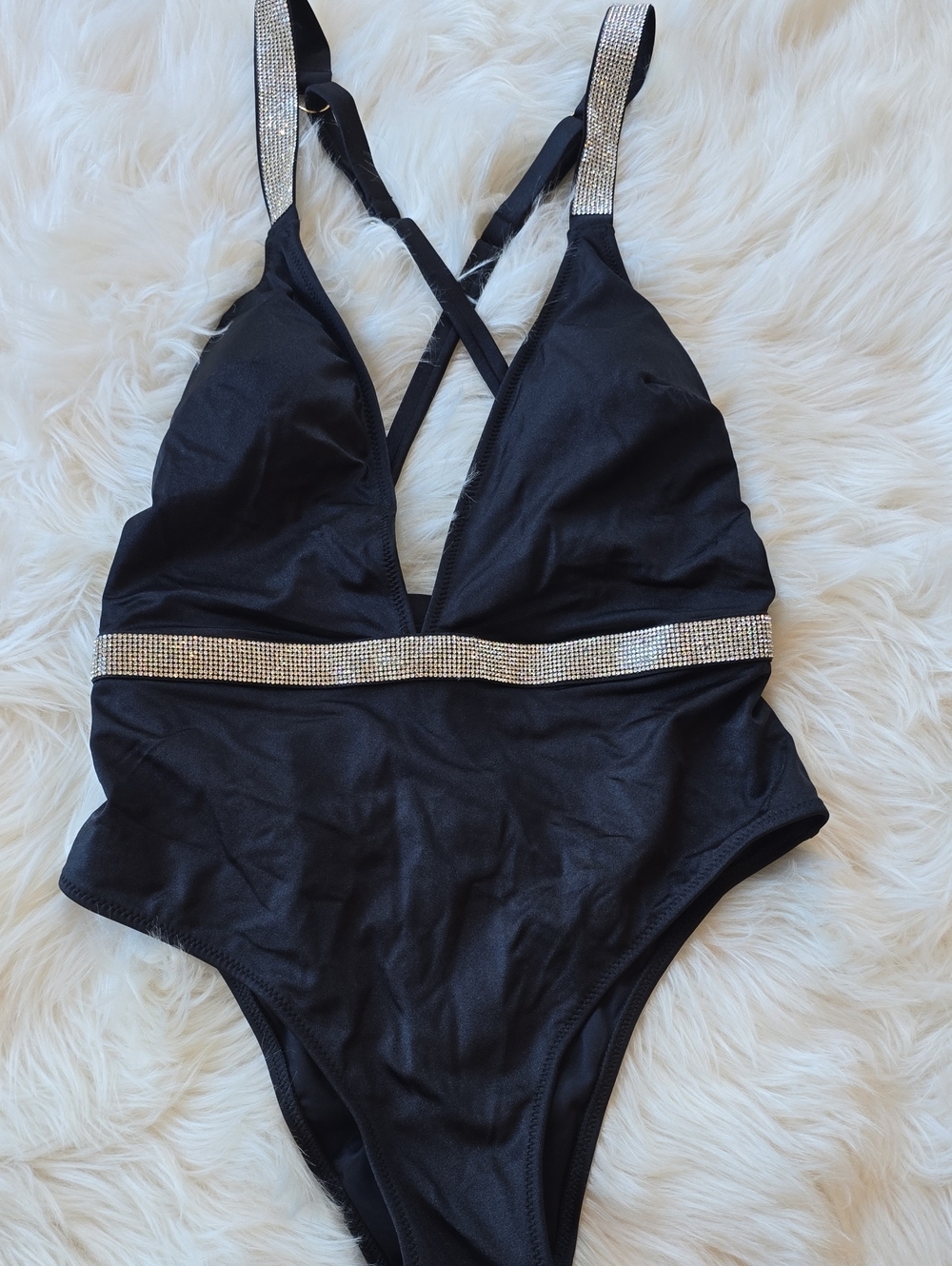 Victoria's Secret Shine Strap Montanita Plunge One Piece Swimsuit SIZE S